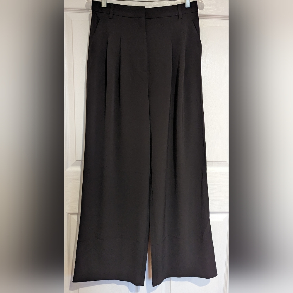 H&M Wide Leg, High Waist Black Trouser Pants, Size 8